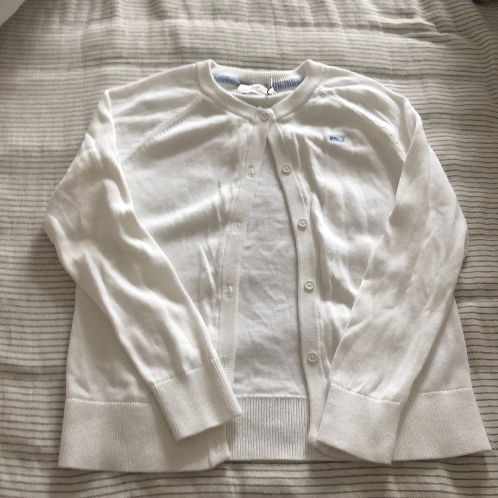 Vineyard vines girls white cardigan sweater